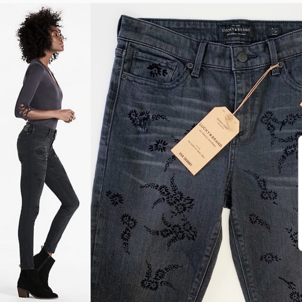 Lucky Brand Ava Skinny Velvet Flocking Jeans